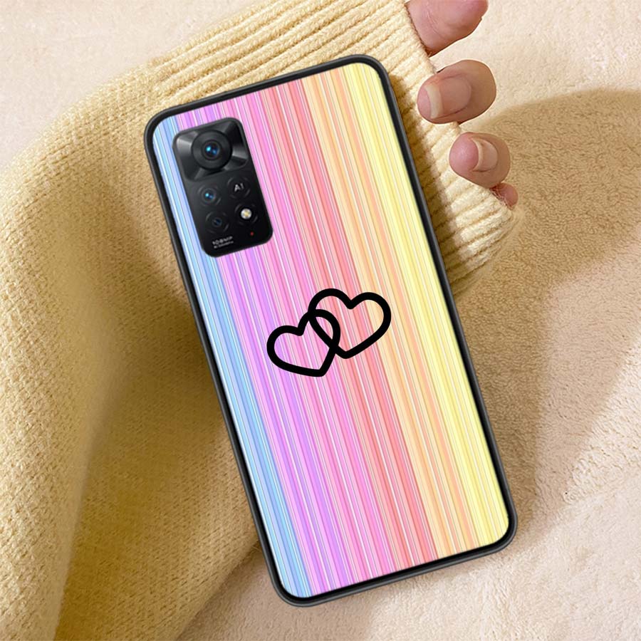 Rainbow Gradient Love Phone Case For Redmi Note 13 14 15 Pro Plus 12 13C 12C 15C 9 10 10C 9T 9C 9A TPU Soft Cover Clear Cell Cas
