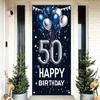 10th Birthday Door Cover Decoration 71 x 35 Inch Blue and Silver Balloon Banner for Tenth Birthday Party Supplies Happy 10 Years Old Photo Booth