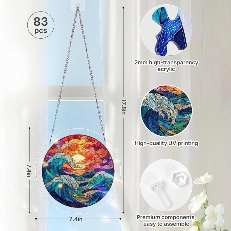 Acrylic Suncatcher Window&Garden Hanging Sun Catcher Rainbow Indoor Window Decoration for Living Room Bedroom Colorful Acrylic Puzzles Suncatcher