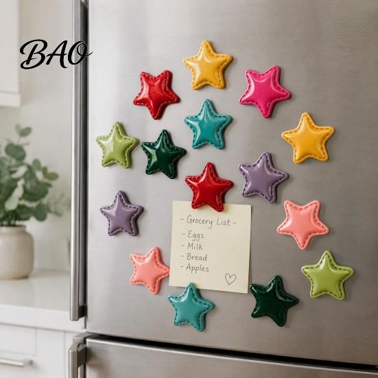 School Locker Magnets 2Pcs 3D Star Refrigerator Magnet, Resin Shape Fridge Metal Surface Magnetic Decoration for Kitchen Office Whiteboard Cabinet