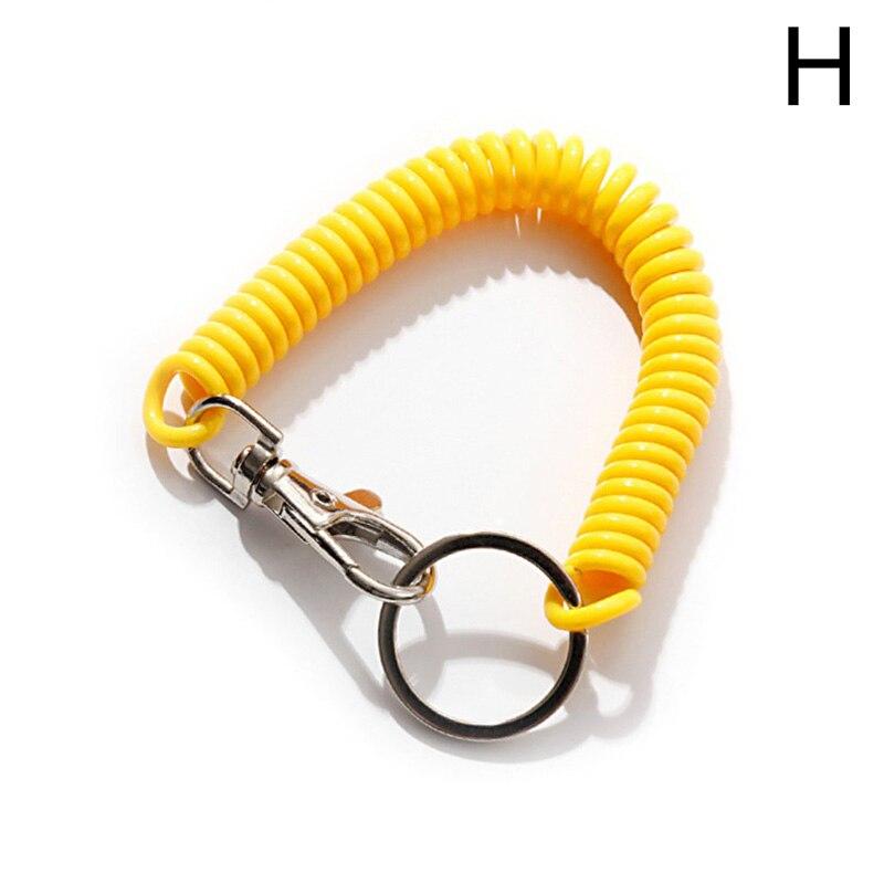 Эластичная пружинная веревка, брелки для ключей, серебряный цвет, металлический карабин для кемпинга, анти-потерянный телефон, пружинный брелок
