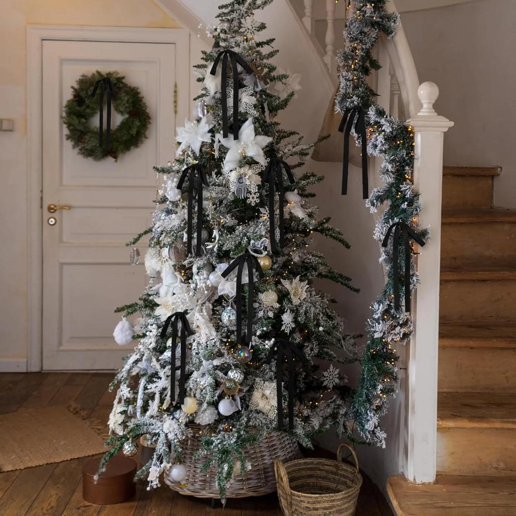 Бархатные банты Рождественские украшения для елки Винтажные двухсторонние бархатные ленты Банты для гирлянды, венка, для помещения и улицы на Рождество