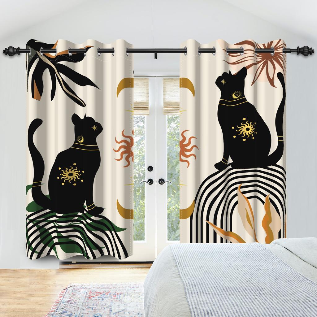 Abstract Blackout Curta Boho Modern Sun Moon Abstract Geometric Design Medieval Minimalism Nordic Polyester Bedroom Curta