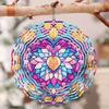 1pc Colorful Synthetic Gemstone Heart Mandala Wind Chime - Metal Wind-Powered Rotating 3D Garden Art, No Batteries Needed