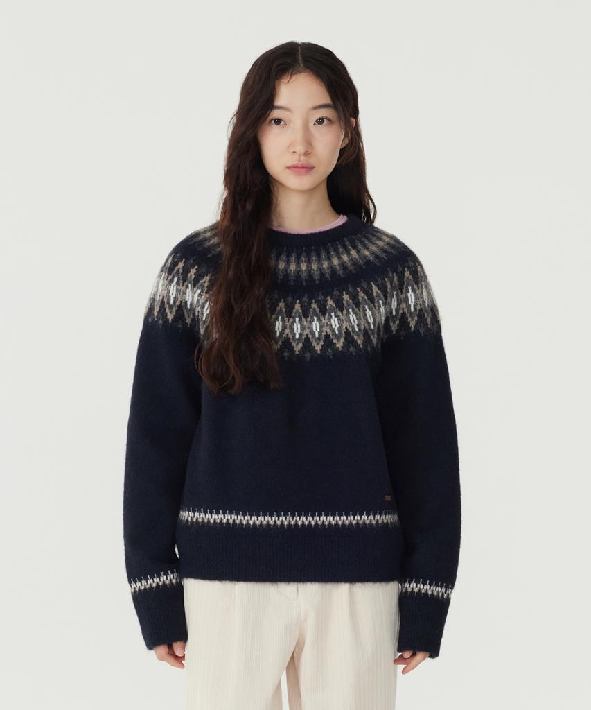 COVERNAT WOMAN Nordic Pullover Knit Dark Navy