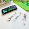 Cool Dino Children's Spoon and Fork Set, Spoon + Fork + Corrective Chopsticks + Case, Navy (case)