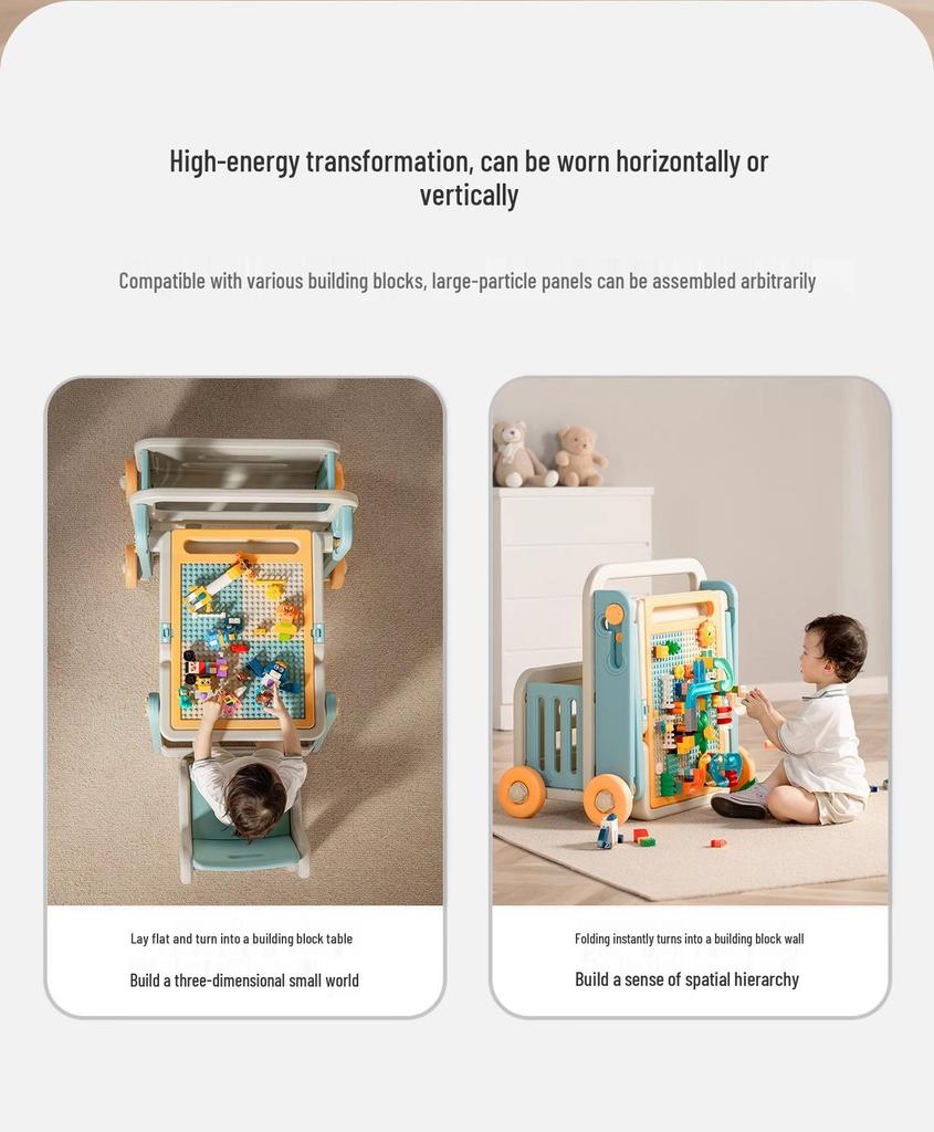 Manlong Convertible Building Block Table & Foldable Drawing Board - Educational Game Table for Boys & Girls, Ideal First Birthday Gift