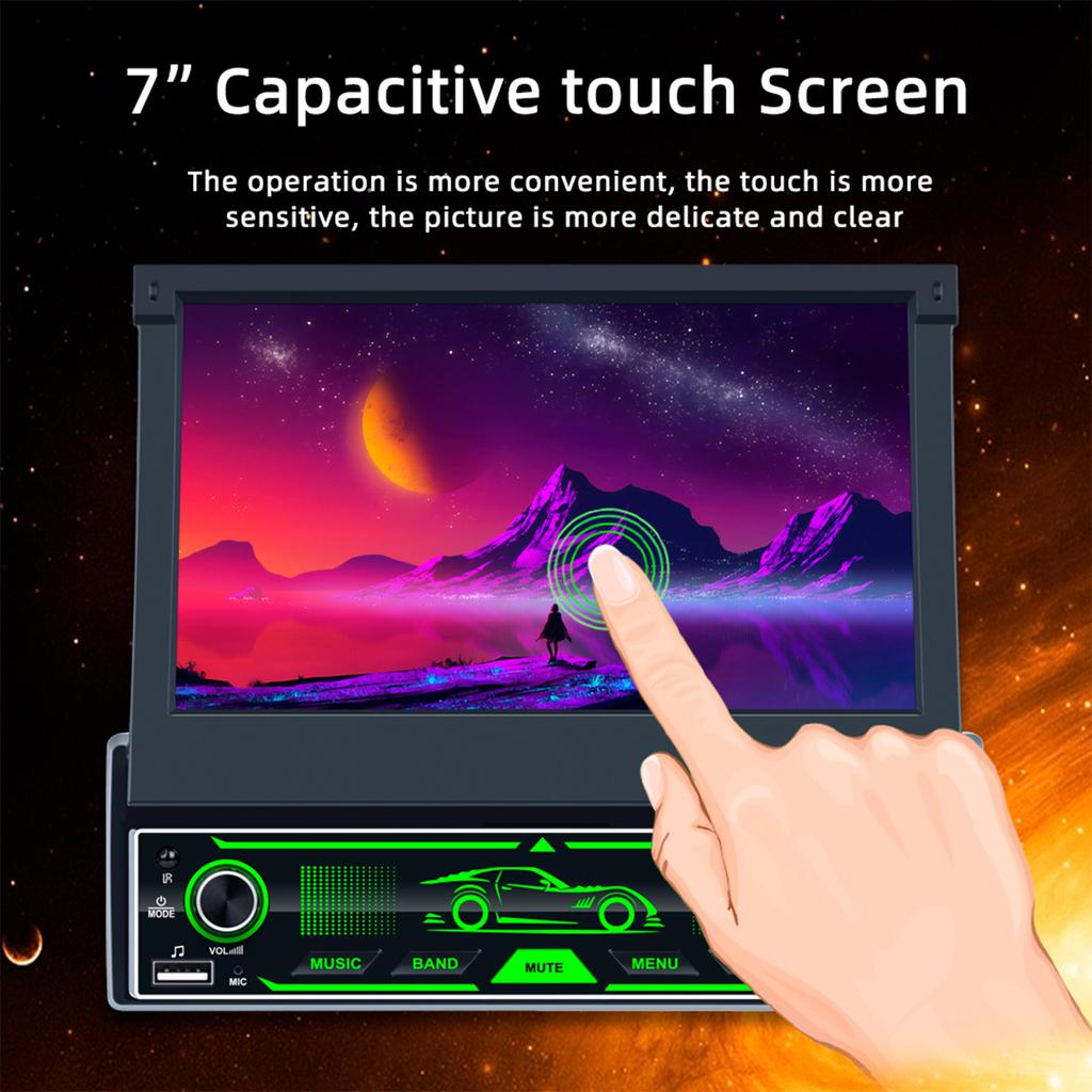 7-дюймовый HD беспроводной Android Auto CarPlay 1Din видео мультимедиа Android MP5 плеер выдвижной экран Mirror Link Car BT/FM/USB/AUX