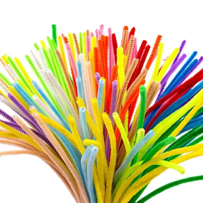 100/10Pcs DIY Plush Chenille Sticks Stem Pipe Cleaners Bending Plush Craft Wired Sticks Kids Educational DIY Decoration Supplies