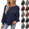 Women's Casual Fashion Long Sleeve Open Back Round Neck Top