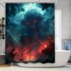 3D-печатные шторки для душа в фэнтезийной тематике с изображением мифического существа в красно-огненном сине-морском цвете для декора домашней ванной комнаты