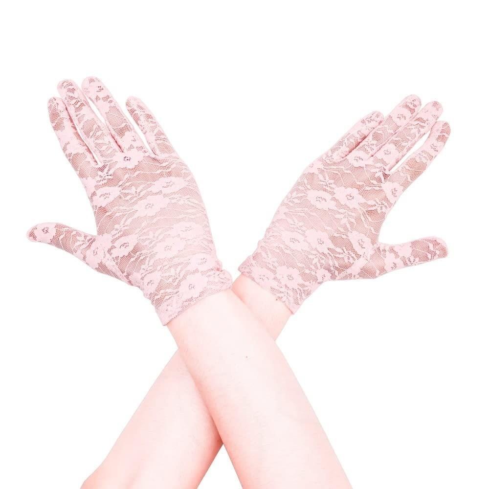 Elegant Short Sunscreen Gloves Thin Hollow-Out Mittens Fashion Party Gloves For Women Female