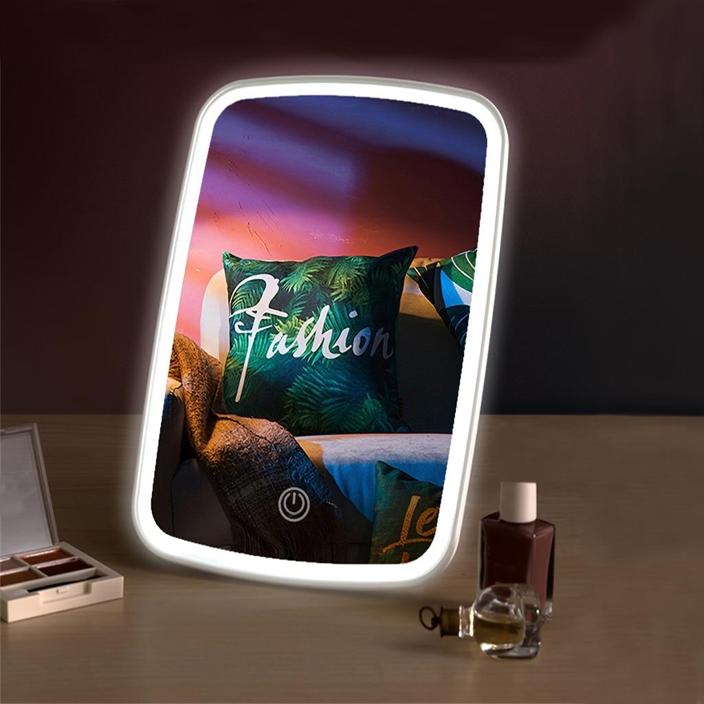 LED Folding Vanity Mirror with Touch Sensor, 3 Color Illumination Modes - White, Natural and Warm Light, Adjustable Brightness