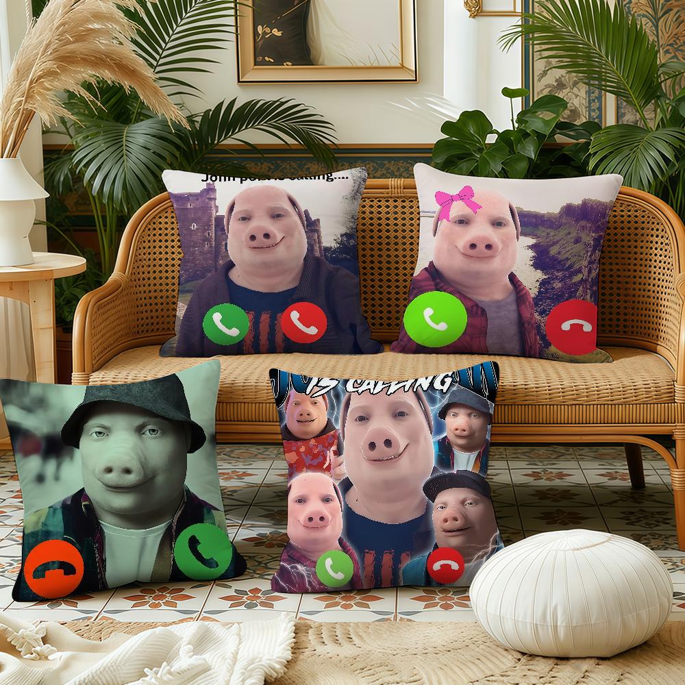 Забавная наволочка John Pork Is Calling Наволочка Плюшевая Ткань Мягкая Двусторонний Принт Наволочка для Дивана Покрывала для Подушек