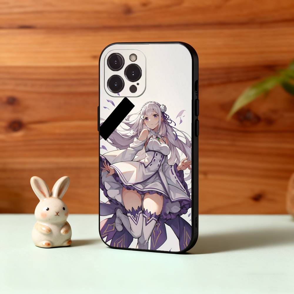 Чехол для телефона Re Zero Rem Emilia для iPhone17 16 15 14 13 12 11 Pro Max Plus, 5G Мягкий черный чехол