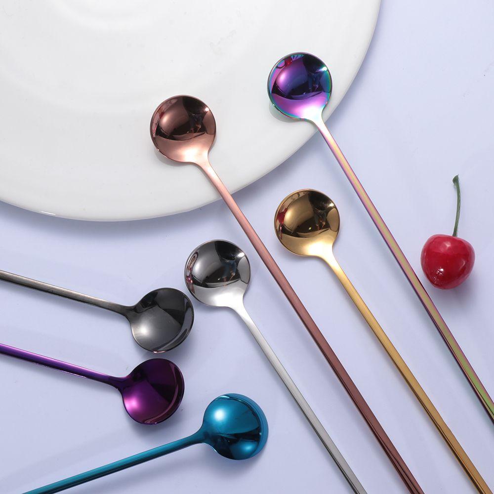 Eco-friendly Stainless Steel Kitchen Supplies Stir Spoon Tableware Ice Cream Spoons Coffee Scoop