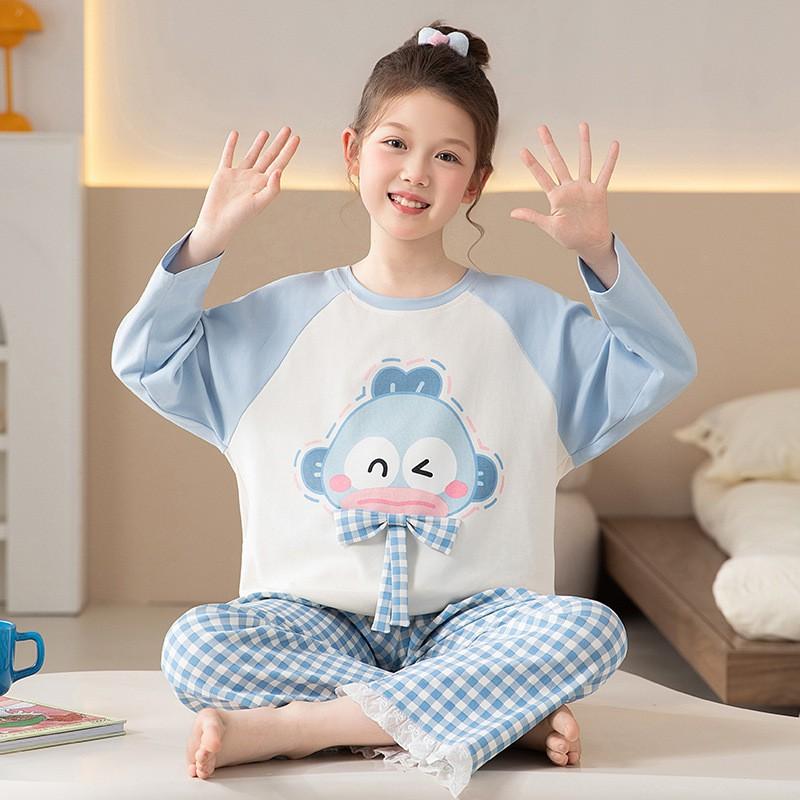 Girls Thin Cotton Cartoon Long Sleeve Homewear Set Kids Pajamas