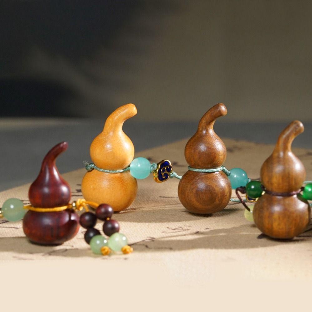 Chinese Style Sandalwood Gourd Keychain Pendant Gourd Car Keychain Wooden Pendant Phone Chain Men