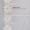 1Yard/91cm Mesh Pink Flower Embroidery Lace Trim Sewing Crafts Lace Edge Skirt Accessories
