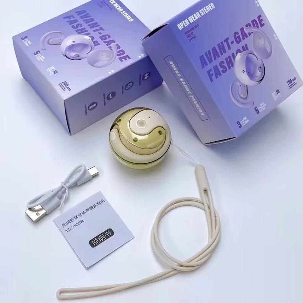 Coconut Ball Wireless Bluetooth Headset 5.4 Ear-hanging Smart Noise Reduction Stereo Smart breathing light