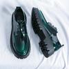 Новые мужские модные туфли на толстой подошве из кожи, деловые, на шнуровке, оксфорды, зеленые, черные, водонепроницаемые, на платформе, свадебные, высокие туфли