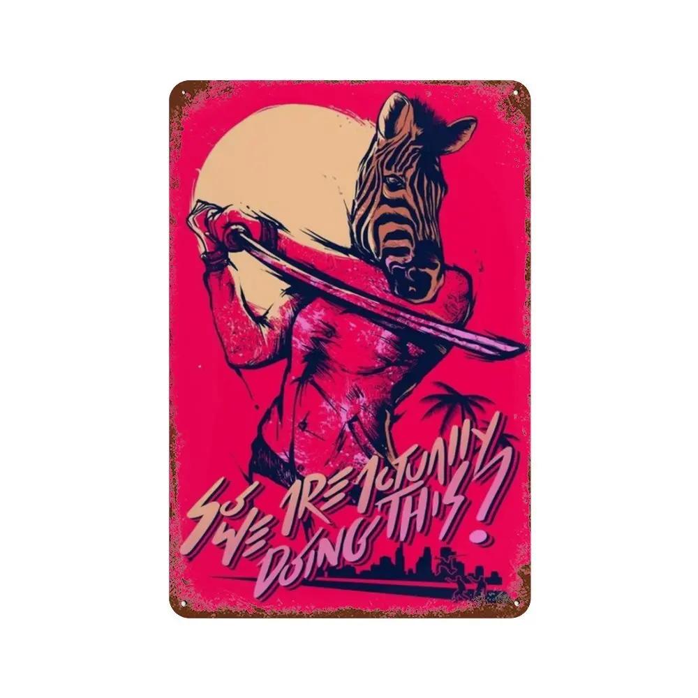 Постер Hotline Miami Горячие Классические Постеры Приключенческой Игры и Металлическая Жестяная Табличка Настенное Искусство Декорация Табличка Мужская Пещера Домашний Декор студия