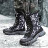 Женские зимние бархатные зимние ботинки, повседневные замшевые, на шнуровке, теплые, высокие, хлопковые, большие, с толстой подошвой, камуфляжные ботинки