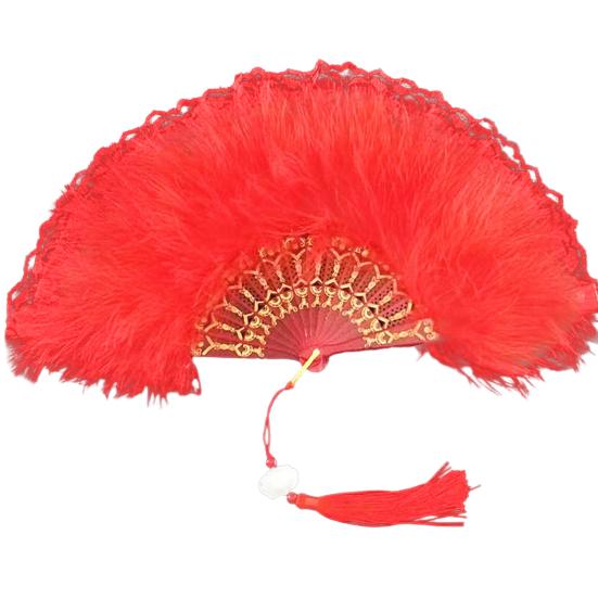 Beautiful Lolita Han Chinese Cheongsam Clothing Accessories Durable Retro Feather Summer Hand Fan Home Supplies Folding Fan