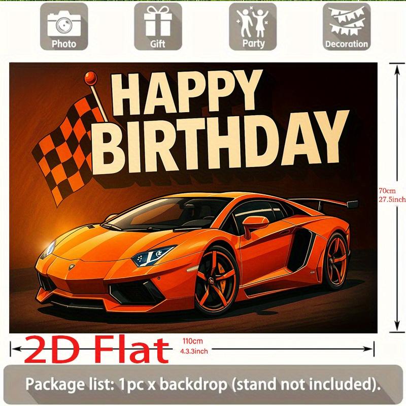 2D Plane - 2D Plane - 1 piece pack. 2D Plane party banner, featuring an orange sports car.XY