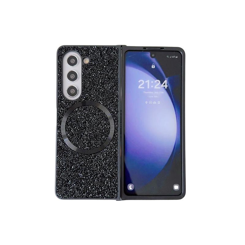 Чехол из блестящей кожи и магнитного пластика для телефона Samsung Galaxy Z Fold 6 5 4 Fold 6 Fold 5 Fold 4 Fold 3 Hard Shell Защитный чехол