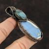 Подвеска Owyhee Blue Opal, подвеска из медной проволоки, подвеска ручной работы из драгоценного камня, лабрадорит, ювелирные изделия, подвеска из проволоки, медные украшения для подарка