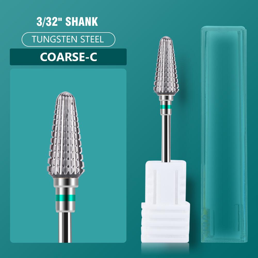 5 In 1 Carbide Tungsten Nail Bit Dual Rotation Volcano/Tornado Milling Cutters Fast Remove Acrylic Hard Gel ManucureTools