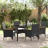 5-piece Garden Dining Set with Black Rattan Cushions vidaXL 3379844
