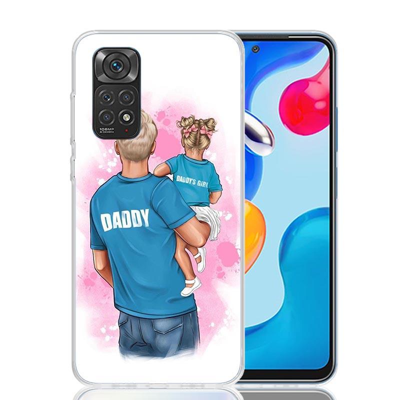 Чехол для телефона 'Папа и Девочка Мальчик' для Xiaomi Redmi Note 15 14 13 12S 12 Pro Plus 11S 11E 11 11T 10S 10 Арт Мягкий Узор Чехол Красный