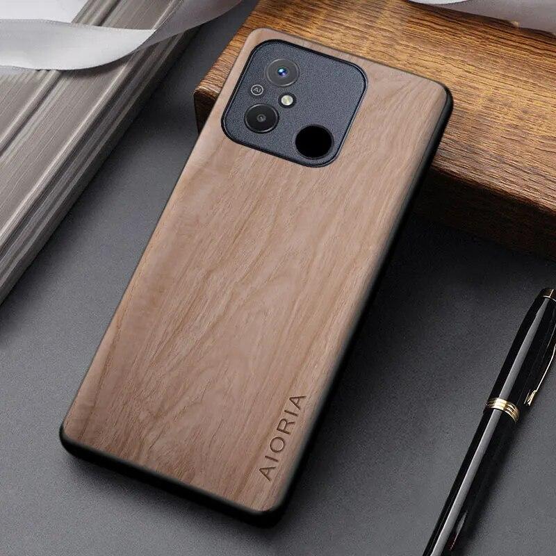 Чехол с деревянным узором для Redmi 12C, чехол, простой, уникальный дизайн, легкий чехол из искусственной кожи для Xiaomi Redmi 12C, чехол Funda
