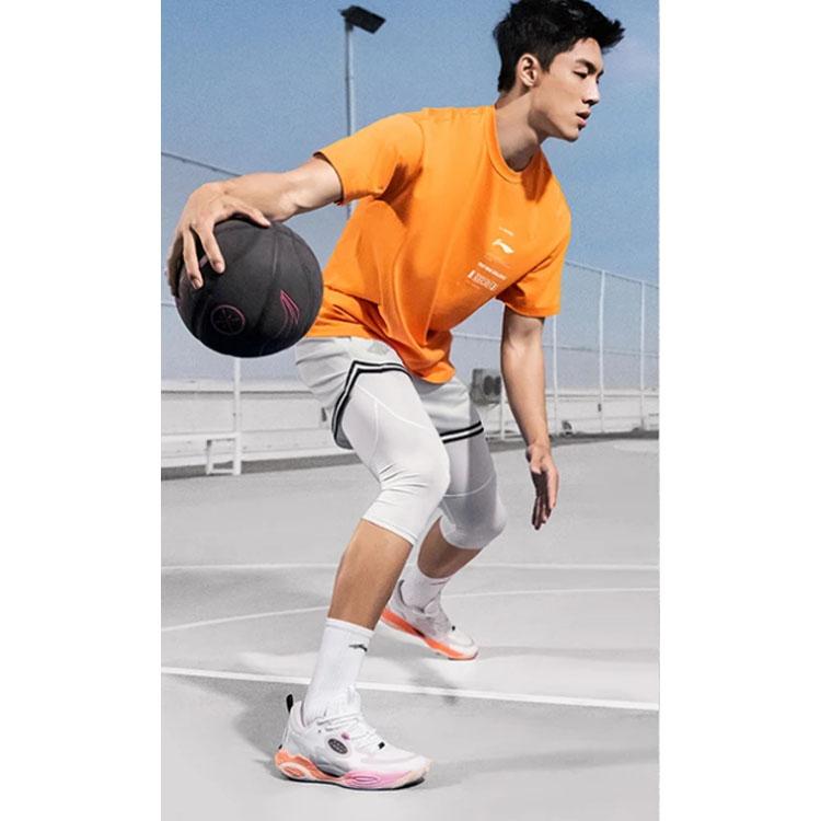 Баскетбольные шорты Li Ning Sports серии American Vintage Logo Print эластичный пояс мужские шорты для баскетбола стандартные белые AAPT043-3