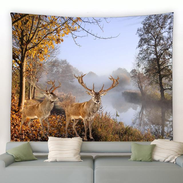 Гобелен с лесными животными, дикий леопард, тигр, медведь, растение, природный пейзаж, настенный пляжный коврик, украшение для комнаты, украшение для дома
