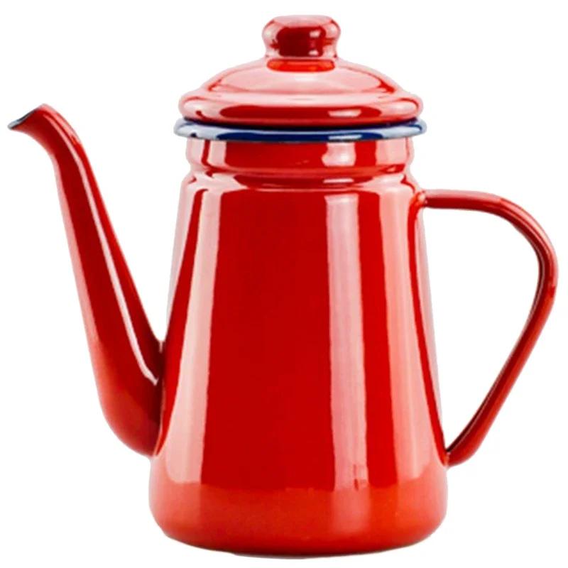 1.1L Enamel Coffee Pot Hand Tea Kettle Induction Cooker Gas Stove Universal coffee carafe