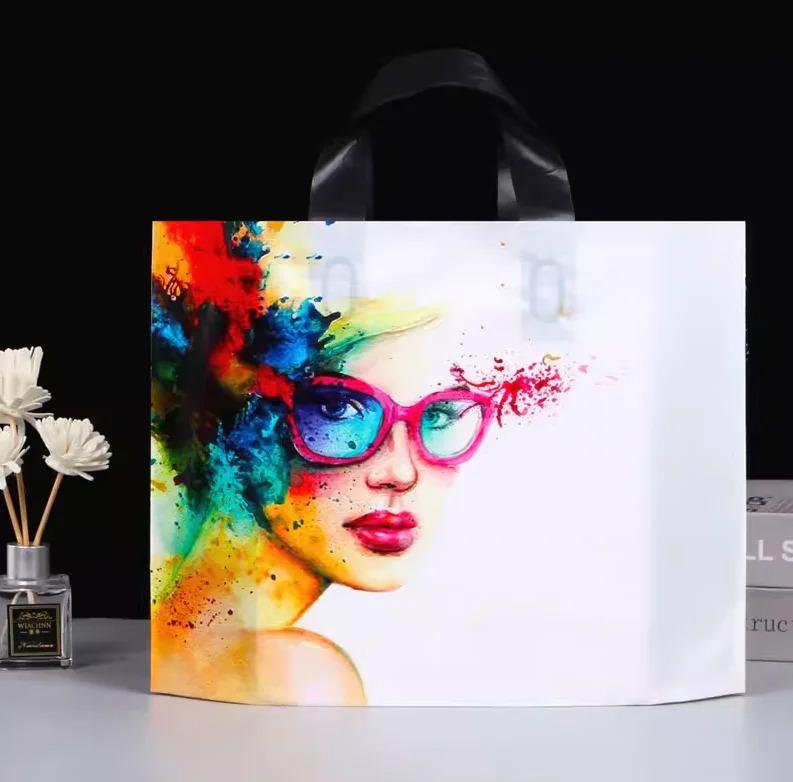 50 шт., новые модели, сумки толщиной 0,14 мм, прочная одежда, косметический подарок, сумки для покупок, эластичные, мощные, портативные, портативные упаковочные сумки