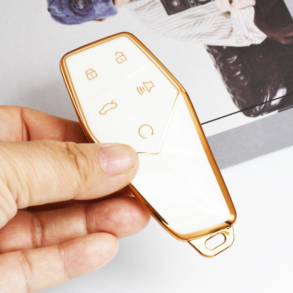 Gold Edge TPU Interior Decoration Accessories Keychain for MG ONE 2022 2023 2024 for MGONE Remote Car Key Case Cover Fob Holder