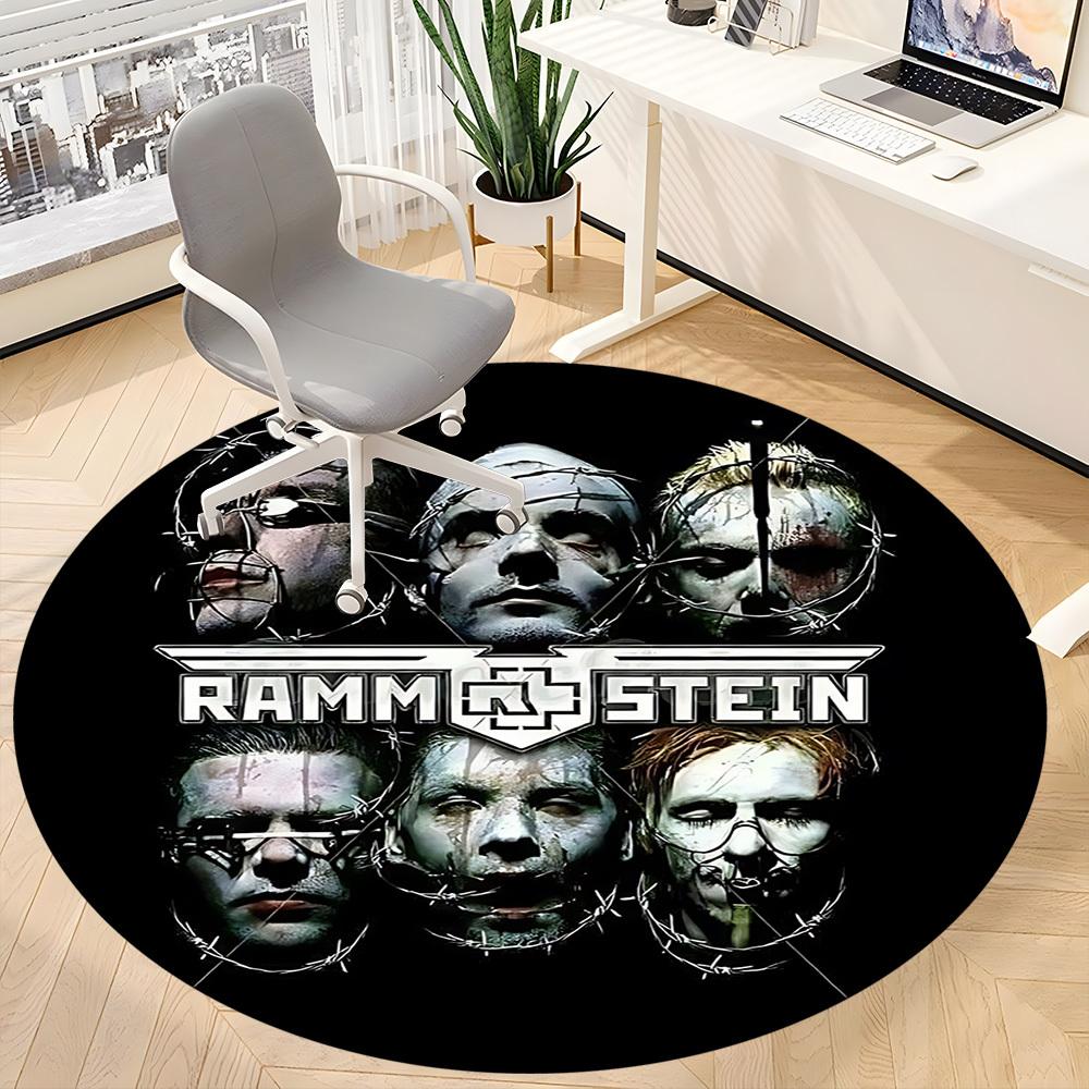 1 шт. Коврик для офиса с логотипом группы RAMMSTEIN, круглый, идеален для офиса, нескользящая основа, декоративный коврик для пола yy250916078