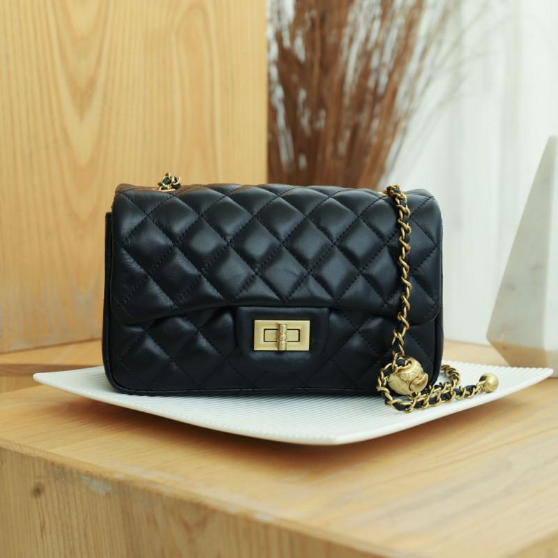 Bag Women's Style Authentic Leather Fashionable Diamond-shaped Square Fat Chain Single-shoulder Crossbody