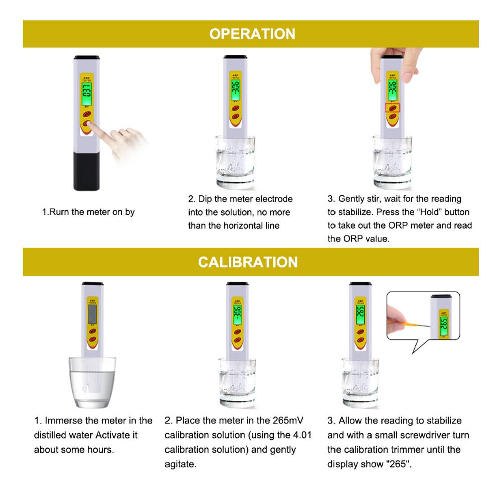 Portable Mini Pen Type ORP Meter Water Quality Tester Analyzer for Aquarium Swimming Pool