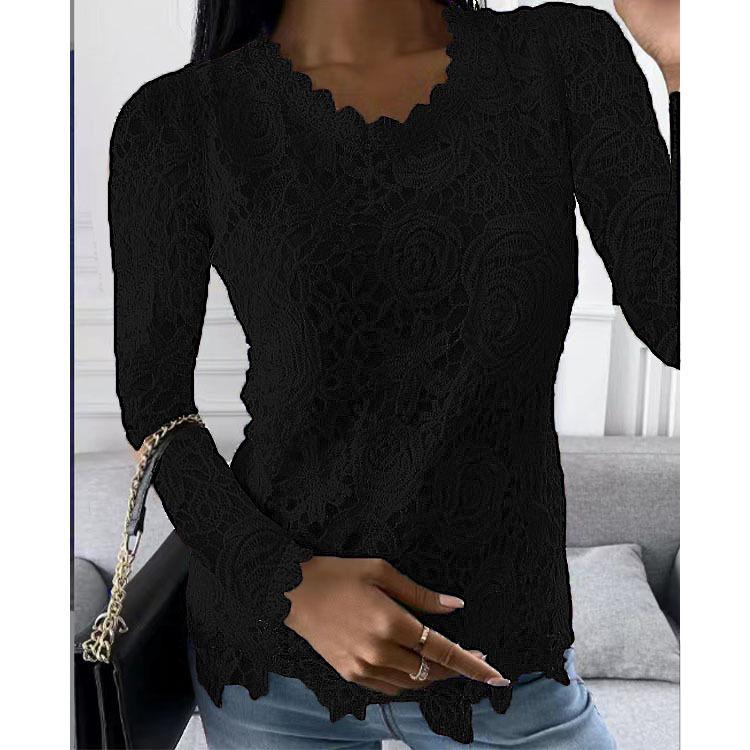 Women's Autumn and Winter New Lace Long-sleeved Top