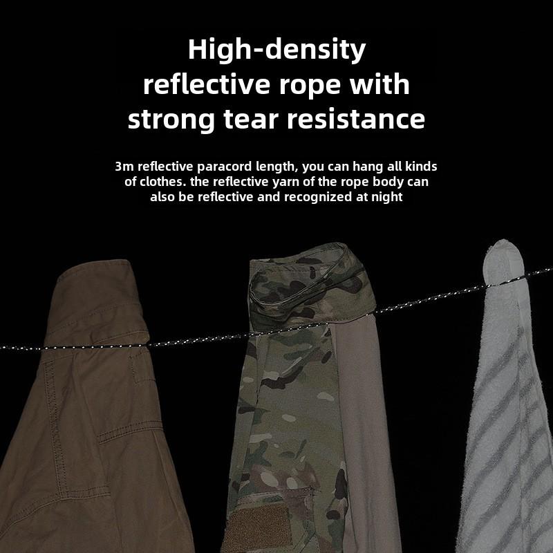 ISE MOUNT 3m Reflective Windproof Adjustable Outdoor Clothesline with Bead Design