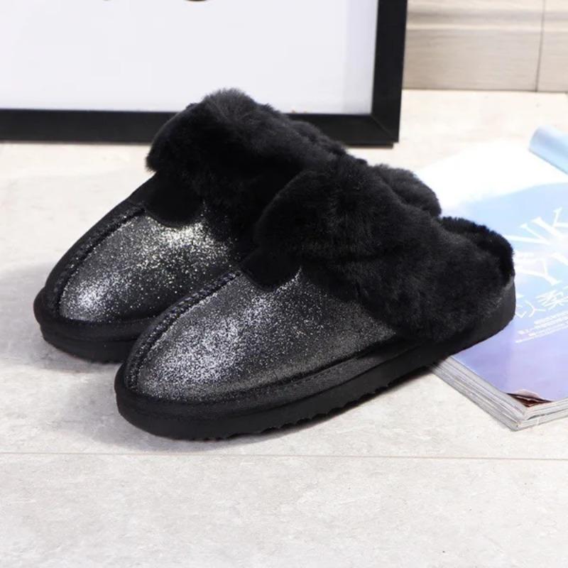 Новые тапочки из натурального овчинного меха, женские зимние тапочки, женские теплые домашние тапочки, мягкие шерстяные женские домашние тапочки