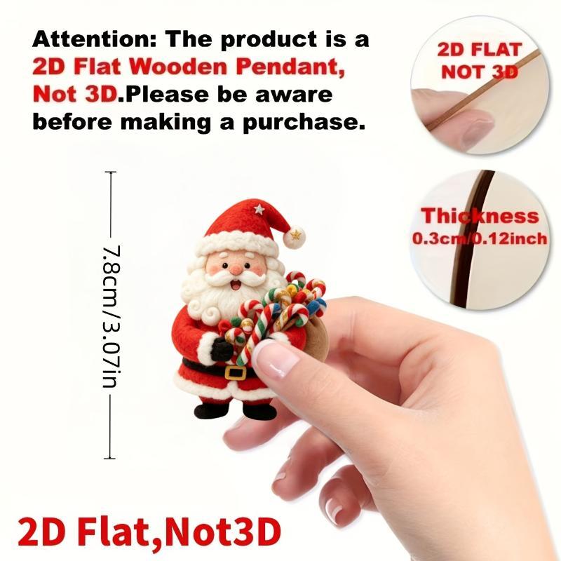8 шт. Деревянные ручной работы ornaments Санта-Клауса 2D Плоские украшения для рождественской елки Для праздничных вечеринок Подарок