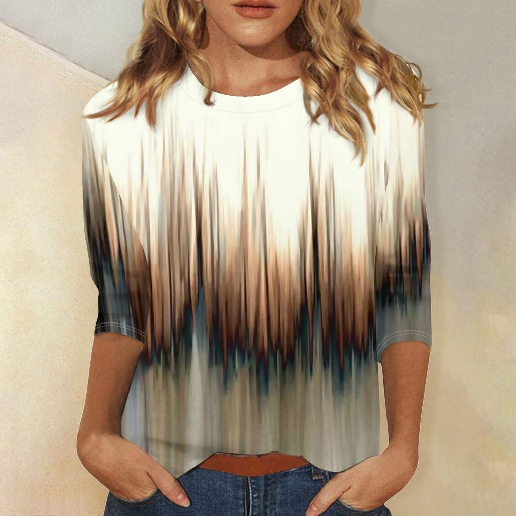 Рубашки с рукавом 3/4 для женщин, футболки с графическим принтом, блузки, повседневные базовые топы, пуловеры