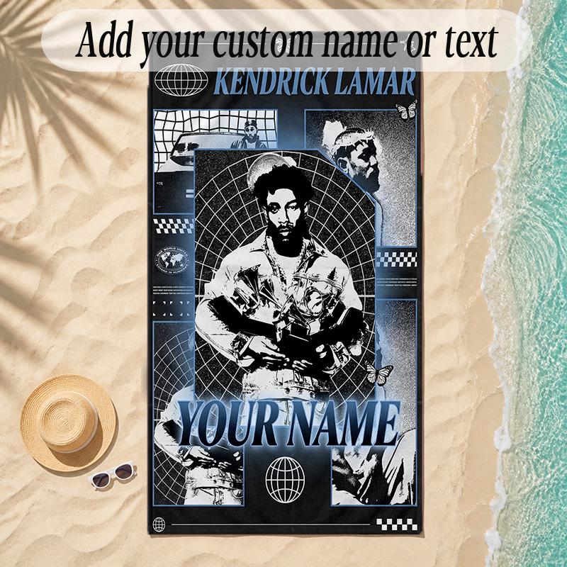 Beach TowelKendrick Lamar Custom Name Text Personalized Soft Towel for Beach Pool Indoor Home Decor Gift