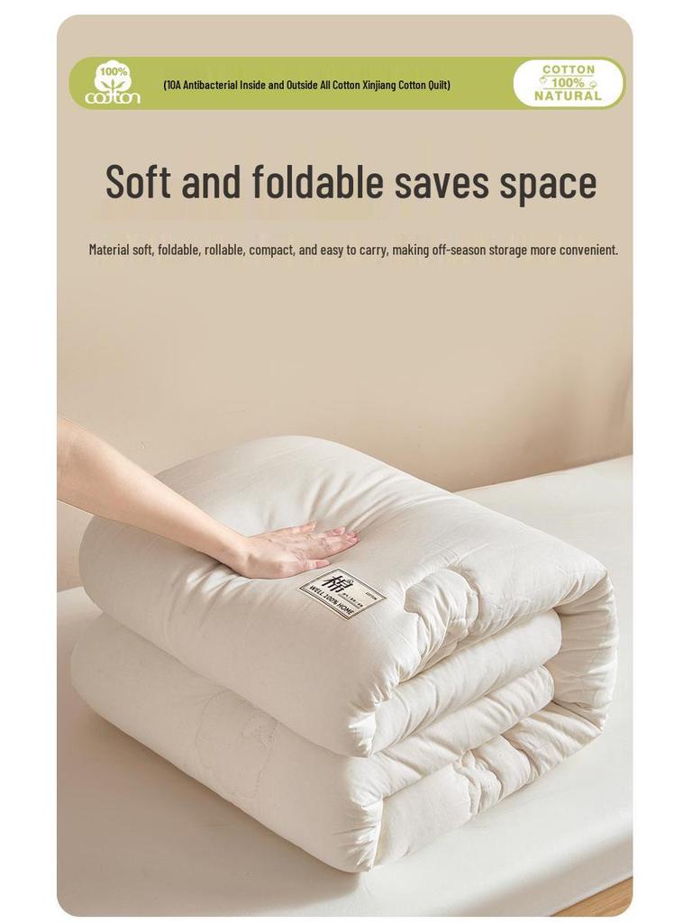 Антибактериальное одеяло класса А из хлопка Синьцзян - 100% наполнитель из чистого хлопка для использования весной, осенью и теплой зимой в общежитии